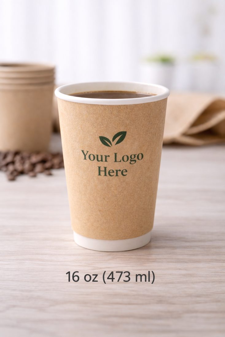 Custom printed double wall paper cup, 16 oz