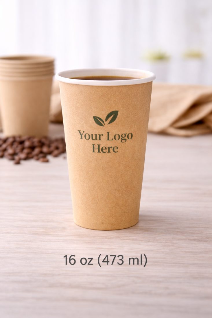 Custom printed single wall paper cup, 16 oz